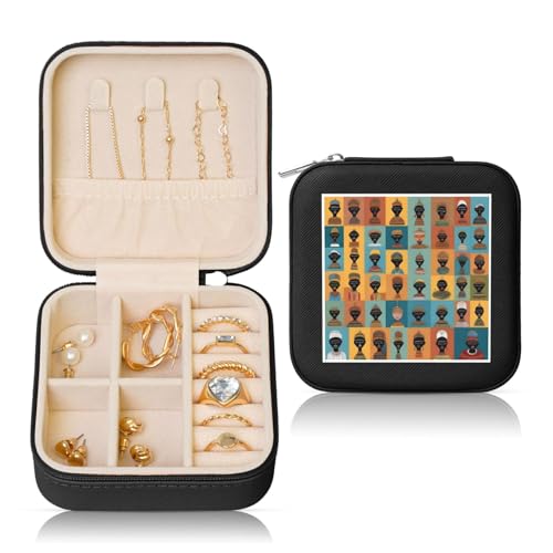 Schwarze quadratische Leder-Schmuckschatulle – tragbare kulturelle Symbole für Frauen, ideales Geburtstags- und Valentinstagsgeschenk Schwarze quadratische Leder-Schmuckschatulle – tragbare kulturelle Symbole für Frauen, ideales Geburtstags- und Valentinstagsgeschenk von JaoXer