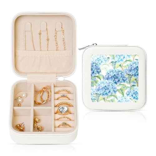 Weiße quadratische Leder-Schmuckschatulle – tragbare Hortensien-Aquarell-Druck-Aufbewahrung für Frauen, ideales Geburtstags- und Valentinstagsgeschenk Weiße quadratische Leder-Schmuckschatulle – tragbare Hortensien-Aquarell-Druck-Aufbewahrung für Frauen, ideales Geburtstags- und Valentinstagsgeschenk von JaoXer