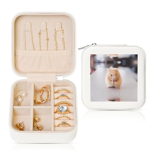 Weiße quadratische Leder-Schmuckschatulle – tragbare kastanienbraune Hamster-Aufdruck-Aufbewahrung für Frauen, ideales Geburtstags- und Valentinstagsgeschenk Weiße quadratische Leder-Schmuckschatulle – tragbare kastanienbraune Hamster-Aufdruck-Aufbewahrung für Frauen, ideales Geburtstags- und Valentinstagsgeschenk von JaoXer