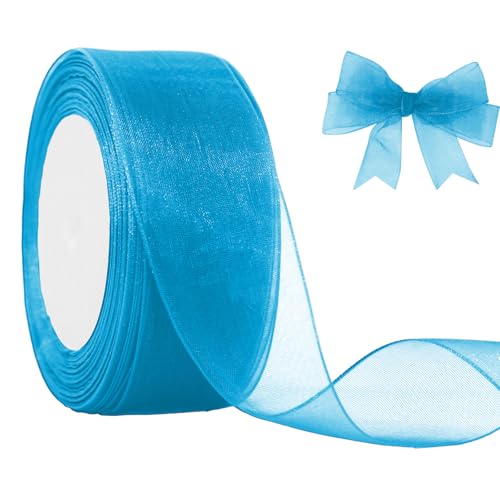 JaoZuyard Blaues Organza-Chiffonband, 3,8 cm x 45,7 m, durchscheinendes Band für Blumenstoff für Hochzeitseinladungen, Brautsträuße, Party-Dekoration, Geschenkverpackung, Schleifenherstellung JaoZuyard Blaues Organza-Chiffonband, 3,8 cm x 45,7 m, durchscheinendes Band für Blumenstoff für Hochzeitseinladungen, Brautsträuße, Party-Dekoration, Geschenkverpackung, Schleifenherstellung von JaoZuyard