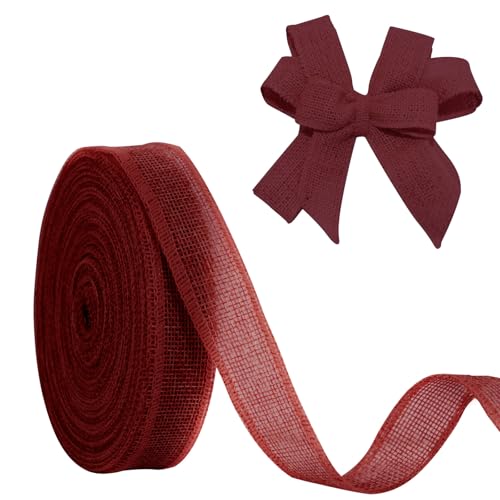 JaoZuyard Burgunderrotes Juteband, 2,5 cm x 20 m, natürliches Leinen, gewebt, DIY, handgefertigt, Drahtrand, Produktionskranz, Urlaubsdekoration für Geschenkverpackungen, kastanienbraune JaoZuyard Burgunderrotes Juteband, 2,5 cm x 20 m, natürliches Leinen, gewebt, DIY, handgefertigt, Drahtrand, Produktionskranz, Urlaubsdekoration für Geschenkverpackungen, kastanienbraune von JaoZuyard