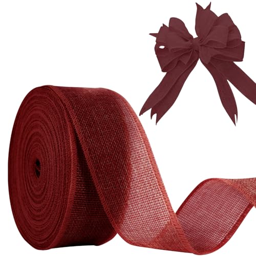 JaoZuyard Burgunderrotes Juteband, 5,1 cm x 20 m, natürliches Leinen, gewebt, DIY, handgefertigt, Drahtrand, Produktionskranz, Urlaubsdekoration für Geschenkverpackungen, kastanienbraune JaoZuyard Burgunderrotes Juteband, 5,1 cm x 20 m, natürliches Leinen, gewebt, DIY, handgefertigt, Drahtrand, Produktionskranz, Urlaubsdekoration für Geschenkverpackungen, kastanienbraune von JaoZuyard