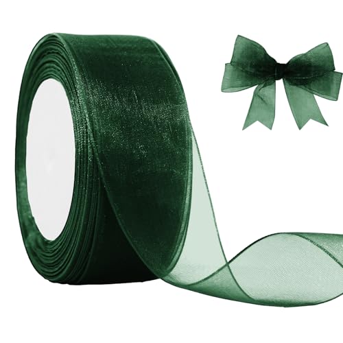 JaoZuyard Dunkelgrünes Organza-Chiffonband, 3,8 cm x 45,7 m, durchscheinendes Band für Blumenstoff für Hochzeitseinladungen, Brautsträuße, Party-Dekoration, Geschenkverpackung, Schleifenherstellung JaoZuyard Dunkelgrünes Organza-Chiffonband, 3,8 cm x 45,7 m, durchscheinendes Band für Blumenstoff für Hochzeitseinladungen, Brautsträuße, Party-Dekoration, Geschenkverpackung, Schleifenherstellung von JaoZuyard