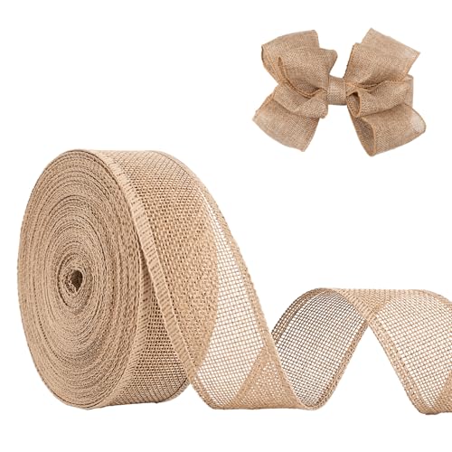 JaoZuyard Juteband, 3,8 cm x 20 m, natürliches Leinen, gewebt, DIY, handgefertigt, Drahtrand, Produktionskranz, Urlaubsdekoration für Geschenkverpackungen, Jute-Leinenbänder JaoZuyard Juteband, 3,8 cm x 20 m, natürliches Leinen, gewebt, DIY, handgefertigt, Drahtrand, Produktionskranz, Urlaubsdekoration für Geschenkverpackungen, Jute-Leinenbänder von JaoZuyard