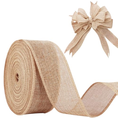 JaoZuyard Juteband, 5,1 cm x 20 m, natürliches Leinen, gewebtes Band, DIY, handgefertigt, Drahtrand, Produktionskranz, Urlaubsdekoration für Geschenkverpackungen, Jute-Leinenbänder JaoZuyard Juteband, 5,1 cm x 20 m, natürliches Leinen, gewebtes Band, DIY, handgefertigt, Drahtrand, Produktionskranz, Urlaubsdekoration für Geschenkverpackungen, Jute-Leinenbänder von JaoZuyard