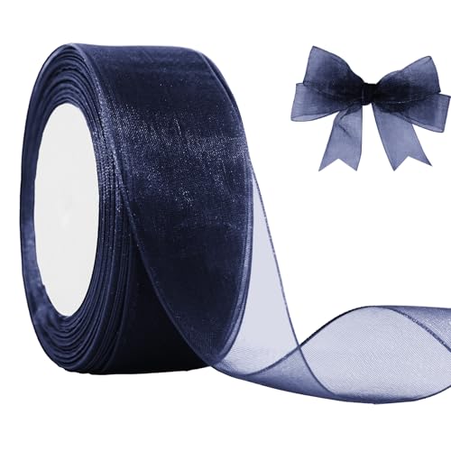 JaoZuyard Marineblaues Organza-Chiffonband, 3,8 cm x 45,7 m, durchscheinendes Band für Blumenstoff für Hochzeitseinladungen, Brautsträuße, Party-Dekoration, Geschenkverpackung, Schleifenherstellung JaoZuyard Marineblaues Organza-Chiffonband, 3,8 cm x 45,7 m, durchscheinendes Band für Blumenstoff für Hochzeitseinladungen, Brautsträuße, Party-Dekoration, Geschenkverpackung, Schleifenherstellung von JaoZuyard