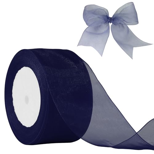 JaoZuyard Marineblaues Organza-Chiffonband, 5,1 cm x 45,7 m, durchscheinendes Band für Blumenstoff für Hochzeitseinladungen, Brautsträuße, Party-Dekoration, Geschenkverpackungen, Schleifenherstellung JaoZuyard Marineblaues Organza-Chiffonband, 5,1 cm x 45,7 m, durchscheinendes Band für Blumenstoff für Hochzeitseinladungen, Brautsträuße, Party-Dekoration, Geschenkverpackungen, Schleifenherstellung von JaoZuyard