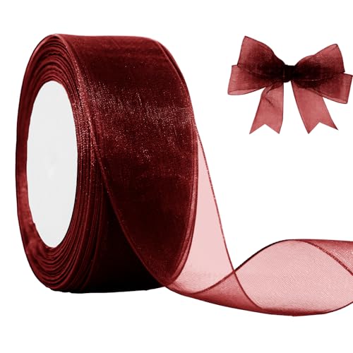 JaoZuyard Organza-Chiffonband, 3,8 cm x 45,7 m, durchscheinendes Band für Blumenstoff für Hochzeitseinladungen, Brautsträuße, Party-Dekoration, Geschenkverpackung, Schleifenherstellung, Burgunderrot JaoZuyard Organza-Chiffonband, 3,8 cm x 45,7 m, durchscheinendes Band für Blumenstoff für Hochzeitseinladungen, Brautsträuße, Party-Dekoration, Geschenkverpackung, Schleifenherstellung, Burgunderrot von JaoZuyard