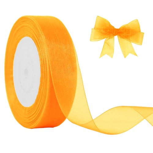 JaoZuyard Organza-Chiffonband, Gelbgold, 2,5 cm x 45,7 m, durchscheinendes Band für Blumenstoff, für Hochzeitseinladungen, Brautsträuße, Party-Dekoration, Geschenkverpackung, Schleifenherstellung JaoZuyard Organza-Chiffonband, Gelbgold, 2,5 cm x 45,7 m, durchscheinendes Band für Blumenstoff, für Hochzeitseinladungen, Brautsträuße, Party-Dekoration, Geschenkverpackung, Schleifenherstellung von JaoZuyard