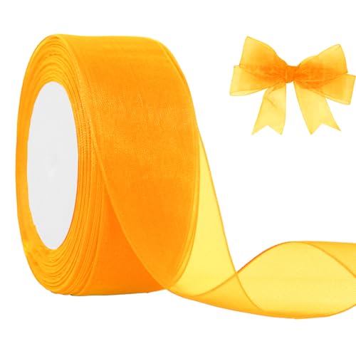 JaoZuyard Organza-Chiffonband, Gelbgold, 3,8 cm x 45,7 m, durchscheinendes Band für Blumenstoff für Hochzeitseinladungen, Brautsträuße, Party-Dekoration, Geschenkverpackung, Schleifenherstellung JaoZuyard Organza-Chiffonband, Gelbgold, 3,8 cm x 45,7 m, durchscheinendes Band für Blumenstoff für Hochzeitseinladungen, Brautsträuße, Party-Dekoration, Geschenkverpackung, Schleifenherstellung von JaoZuyard