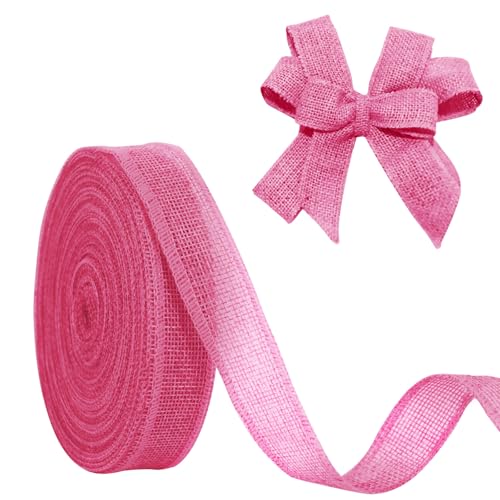 JaoZuyard Pinkes Juteband, 2,5 cm x 20 m, natürliches Leinen, gewebt, DIY, handgefertigt, Drahtrand, Produktionskranz, Urlaubsdekoration für Geschenkverpackungen, Jute-Leinenbänder JaoZuyard Pinkes Juteband, 2,5 cm x 20 m, natürliches Leinen, gewebt, DIY, handgefertigt, Drahtrand, Produktionskranz, Urlaubsdekoration für Geschenkverpackungen, Jute-Leinenbänder von JaoZuyard