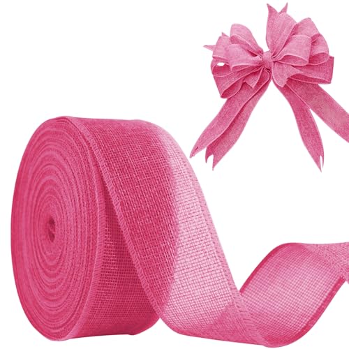 JaoZuyard Pinkes Juteband, 5,1 cm x 20 m, natürliches Leinen, gewebtes Band, DIY, handgefertigte Einfassung, Produktionskranz, Urlaubsdekoration für Geschenkverpackungen, Jute-Leinenbänder JaoZuyard Pinkes Juteband, 5,1 cm x 20 m, natürliches Leinen, gewebtes Band, DIY, handgefertigte Einfassung, Produktionskranz, Urlaubsdekoration für Geschenkverpackungen, Jute-Leinenbänder von JaoZuyard