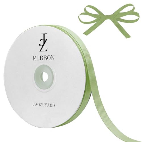JaoZuyard Ripsband in Salbeigrün (0,95 cm x 45,7 m, Salbeigrün), Ripsband für Bastelarbeiten, Geschenkverpackungen, Haar-Accessoires, Hochzeitsdekoration, Nähen und Schleifen, Urlaubsdekoration von JaoZuyard