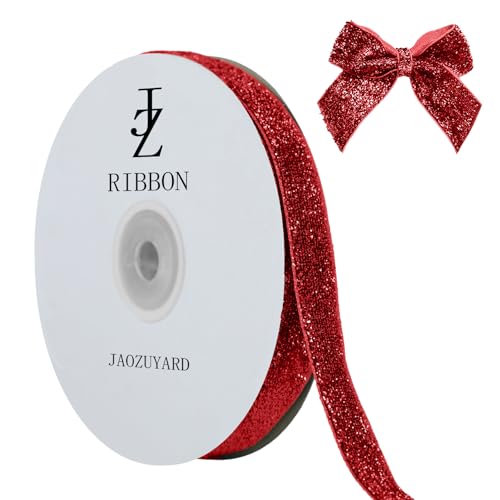 JaoZuyard Rotes Glitzerband, 1,27 cm x 9,1 m, Glitzerbänder für Basteln, Weihnachtsbaum, Geschenkverpackung, Urlaub, Geburtstag, Dekoration, Geschenkverpackung, DIY, Schleifenherstellung JaoZuyard Rotes Glitzerband, 1,27 cm x 9,1 m, Glitzerbänder für Basteln, Weihnachtsbaum, Geschenkverpackung, Urlaub, Geburtstag, Dekoration, Geschenkverpackung, DIY, Schleifenherstellung von JaoZuyard