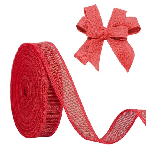 JaoZuyard Rotes Juteband, 2,5 cm x 20 m, natürliches Leinen, gewebtes Band, DIY, handgefertigte Einfassung, Produktionskranz, Urlaubsdekoration für Geschenkverpackungen, Jute-Leinenbänder JaoZuyard Rotes Juteband, 2,5 cm x 20 m, natürliches Leinen, gewebtes Band, DIY, handgefertigte Einfassung, Produktionskranz, Urlaubsdekoration für Geschenkverpackungen, Jute-Leinenbänder von JaoZuyard