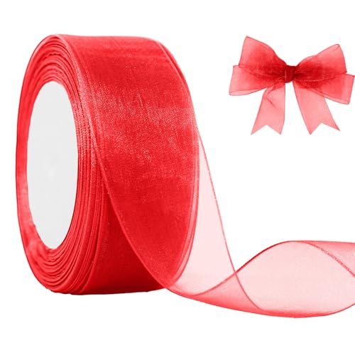 JaoZuyard Rotes Organza-Chiffonband, 3,8 cm x 45,7 m, durchscheinendes Band für Blumenstoff für Hochzeitseinladungen, Brautsträuße, Party-Dekoration, Geschenkverpackung, Schleifenherstellung JaoZuyard Rotes Organza-Chiffonband, 3,8 cm x 45,7 m, durchscheinendes Band für Blumenstoff für Hochzeitseinladungen, Brautsträuße, Party-Dekoration, Geschenkverpackung, Schleifenherstellung von JaoZuyard