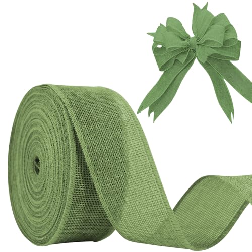 JaoZuyard Sage Green Juteband, 5,1 cm x 20 m, natürliches Leinen, gewebt, DIY, handgefertigt, Drahtrand, Produktionskranz, Urlaubsdekoration für Geschenkverpackungen, Jute-Leinenbänder JaoZuyard Sage Green Juteband, 5,1 cm x 20 m, natürliches Leinen, gewebt, DIY, handgefertigt, Drahtrand, Produktionskranz, Urlaubsdekoration für Geschenkverpackungen, Jute-Leinenbänder von JaoZuyard