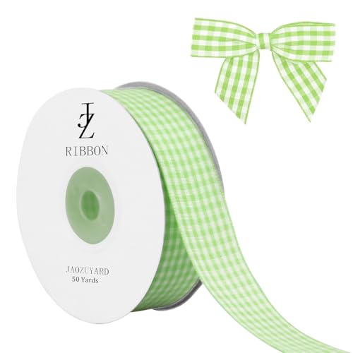 JaoZuyard Salbeigrünes Gingham-Band, 2,5 cm x 45,7 m, kariertes Band, Polyester, gewebter Rand, Blumenstoff für Hochzeitseinladungen, Brautsträuße, Party-Dekoration, Geschenkverpackung JaoZuyard Salbeigrünes Gingham-Band, 2,5 cm x 45,7 m, kariertes Band, Polyester, gewebter Rand, Blumenstoff für Hochzeitseinladungen, Brautsträuße, Party-Dekoration, Geschenkverpackung von JaoZuyard