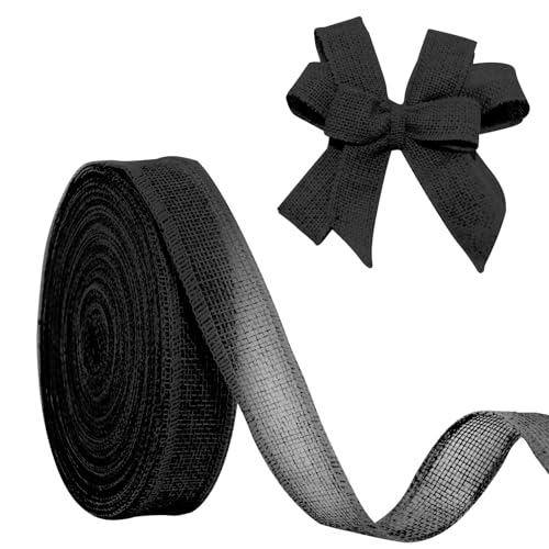 JaoZuyard Schwarzes Juteband, 2,5 cm x 20 m, natürliches Leinen, gewebt, DIY, handgefertigt, Drahtrand, Produktionskranz, Urlaubsdekoration für Geschenkverpackungen, Jute-Leinenbänder JaoZuyard Schwarzes Juteband, 2,5 cm x 20 m, natürliches Leinen, gewebt, DIY, handgefertigt, Drahtrand, Produktionskranz, Urlaubsdekoration für Geschenkverpackungen, Jute-Leinenbänder von JaoZuyard