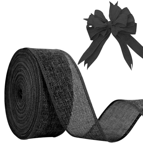 JaoZuyard Schwarzes Juteband, 5,1 cm x 20 m, natürliches Leinen, gewebt, DIY, handgefertigt, Drahtrand, Produktionskranz, Urlaubsdekoration für Geschenkverpackungen, Jute-Leinenbänder JaoZuyard Schwarzes Juteband, 5,1 cm x 20 m, natürliches Leinen, gewebt, DIY, handgefertigt, Drahtrand, Produktionskranz, Urlaubsdekoration für Geschenkverpackungen, Jute-Leinenbänder von JaoZuyard