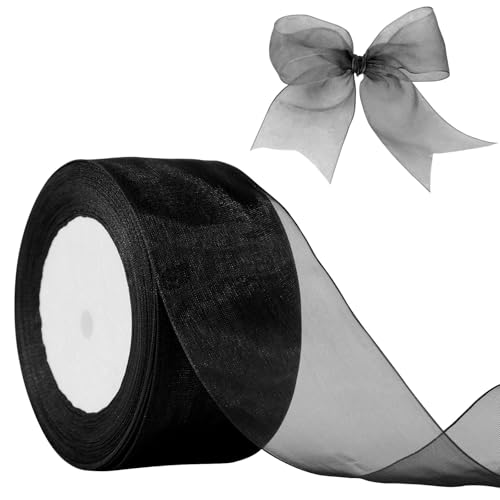 JaoZuyard Schwarzes Organza-Chiffonband, 5,1 cm x 45,7 m, durchscheinendes Band für Blumenstoff für Hochzeitseinladungen, Brautsträuße, Party-Dekoration, Geschenkverpackungen, Schleifenherstellung JaoZuyard Schwarzes Organza-Chiffonband, 5,1 cm x 45,7 m, durchscheinendes Band für Blumenstoff für Hochzeitseinladungen, Brautsträuße, Party-Dekoration, Geschenkverpackungen, Schleifenherstellung von JaoZuyard