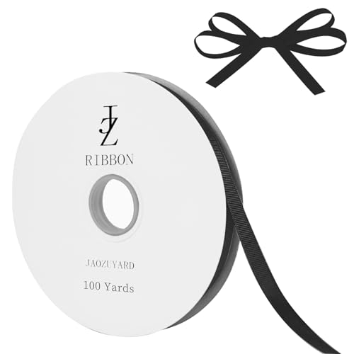 JaoZuyard Schwarzes Ripsband, 1,27 cm x 91,4 m, schwarzes Ripsband für Bastelarbeiten, Geschenkverpackungen, Haar-Accessoires, Hochzeitsdekoration, Nähen und Schleifen, Urlaubsdekoration JaoZuyard Schwarzes Ripsband, 1,27 cm x 91,4 m, schwarzes Ripsband für Bastelarbeiten, Geschenkverpackungen, Haar-Accessoires, Hochzeitsdekoration, Nähen und Schleifen, Urlaubsdekoration von JaoZuyard