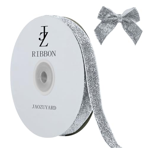 JaoZuyard Silberfarbenes Glitzerband, 1,27 cm x 9,1 m, Glitzerbänder für Basteln, Weihnachtsbaum, Geschenkverpackung, Urlaub, Geburtstag, Dekoration, Geschenkverpackung, DIY, Schleifenherstellung JaoZuyard Silberfarbenes Glitzerband, 1,27 cm x 9,1 m, Glitzerbänder für Basteln, Weihnachtsbaum, Geschenkverpackung, Urlaub, Geburtstag, Dekoration, Geschenkverpackung, DIY, Schleifenherstellung von JaoZuyard