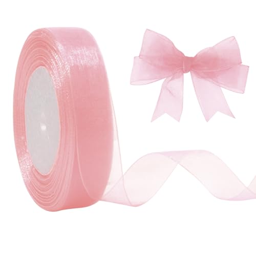 JaoZuyard Süßes Nektar-Organza-Chiffonband, 1,27 cm x 45,7 m, Nektarrosa, durchscheinendes Band für Blumenstoff für Hochzeitseinladungen, Brautsträuße, Party-Dekoration, Geschenkverpackung JaoZuyard Süßes Nektar-Organza-Chiffonband, 1,27 cm x 45,7 m, Nektarrosa, durchscheinendes Band für Blumenstoff für Hochzeitseinladungen, Brautsträuße, Party-Dekoration, Geschenkverpackung von JaoZuyard