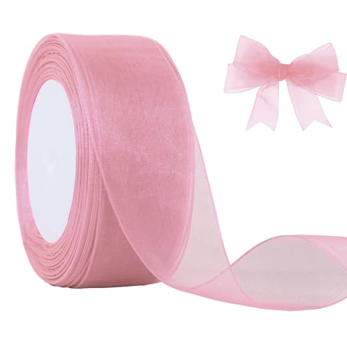 JaoZuyard Süßes Nektarrosa Organza-Chiffonband, 3,8 cm x 45,7 m, Nektarrosa, durchscheinendes Band für Blumenstoff für Hochzeitseinladungen, Brautsträuße, Party-Dekoration, Geschenkverpackung JaoZuyard Süßes Nektarrosa Organza-Chiffonband, 3,8 cm x 45,7 m, Nektarrosa, durchscheinendes Band für Blumenstoff für Hochzeitseinladungen, Brautsträuße, Party-Dekoration, Geschenkverpackung von JaoZuyard
