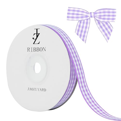 JaoZuyard Violettes Gingham-Band, 1,9 cm x 22,7 m, kariertes Band, 100 % Polyester, gewebter Rand, Blumenstoff für Hochzeitseinladungen, Brautsträuße, Party-Dekoration, Geschenkverpackungen JaoZuyard Violettes Gingham-Band, 1,9 cm x 22,7 m, kariertes Band, 100 % Polyester, gewebter Rand, Blumenstoff für Hochzeitseinladungen, Brautsträuße, Party-Dekoration, Geschenkverpackungen von JaoZuyard