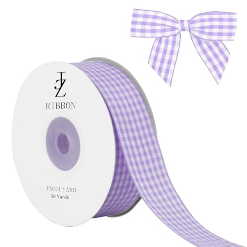 JaoZuyard Violettes Gingham-Band, 2,5 cm x 45,7 m, kariertes Band, 100 % Polyester, gewebter Rand, Blumenstoff für Hochzeitseinladungen, Brautsträuße, Party-Dekoration, Geschenkverpackung JaoZuyard Violettes Gingham-Band, 2,5 cm x 45,7 m, kariertes Band, 100 % Polyester, gewebter Rand, Blumenstoff für Hochzeitseinladungen, Brautsträuße, Party-Dekoration, Geschenkverpackung von JaoZuyard