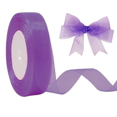 JaoZuyard Violettes Organza-Chiffonband, 1,27 cm x 45,7 m, violett, durchscheinendes Band für Blumenstoff für Hochzeitseinladungen, Brautsträuße, Party-Dekoration, Geschenkverpackung JaoZuyard Violettes Organza-Chiffonband, 1,27 cm x 45,7 m, violett, durchscheinendes Band für Blumenstoff für Hochzeitseinladungen, Brautsträuße, Party-Dekoration, Geschenkverpackung von JaoZuyard