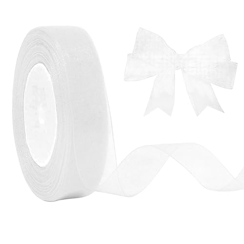 JaoZuyard Weißes Organza-Chiffonband, 1,27 cm x 45,7 m, weißes, durchscheinendes Band für Blumenstoff für Hochzeitseinladungen, Brautsträuße, Party-Dekoration, Geschenkverpackungen JaoZuyard Weißes Organza-Chiffonband, 1,27 cm x 45,7 m, weißes, durchscheinendes Band für Blumenstoff für Hochzeitseinladungen, Brautsträuße, Party-Dekoration, Geschenkverpackungen von JaoZuyard
