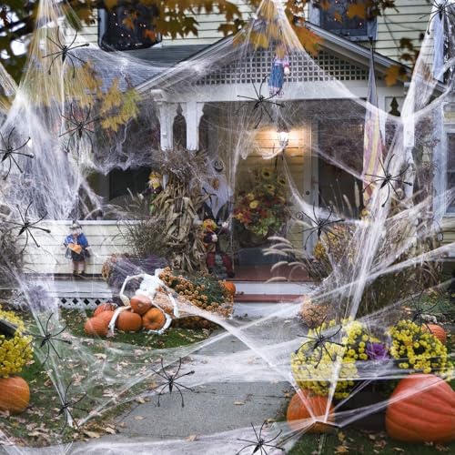 Halloween Deko Spinnennetz, 120g künstliche Spinnweben und 30 Fake Spinne Horror Atmosphäre für Karneval Fasching Halloween Party Dekoration von Tisch, Haustür und Outdoor Gart Halloween Deko Spinnennetz, 120g künstliche Spinnweben und 30 Fake Spinne Horror Atmosphäre für Karneval Fasching Halloween Party Dekoration von Tisch, Haustür und Outdoor Gart von Jaoucue