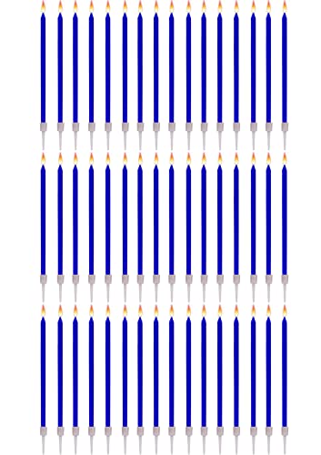 48 Geburtstagskerzen Lange Dünne mit Haltern - Größe 12 cm x 0,5 cm - Farbe Dunkelblau von Jaow