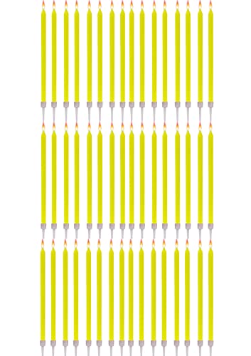 48 Geburtstagskerzen Lange Dünne mit Haltern - Größe 12 cm x 0,5 cm - Farbe Gelb von Jaow