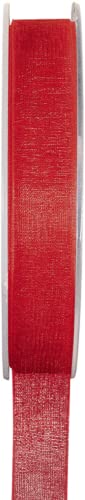 Organza Band - Polyester Schleife Band Geschenk Verpackung 3/7/15/25/40mm - (Größe 15mm x 20m - Farbe Rot) von Jaow