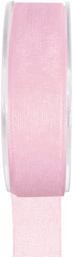 Organzaband Schleifenband Geschenkband 3/7/15/25/40 mm (Größe 25mm x 20m - Farbe Rosa) von Jaow