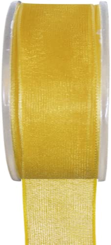 Organzaband Schleifenband Geschenkband 3/7/15/25/40 mm (Größe 40mm x 20m - Farbe Gelb) von Jaow