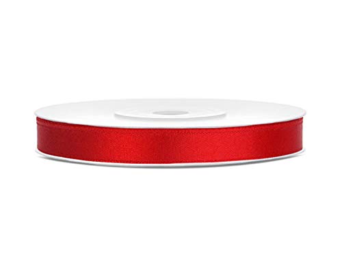 Satinband Polyester Schleifenband Seidenband Geschenkband 6/12/25/38/50/100 mm x 25 m (Größe 6mm x 25m - Farbe Rot) von Jaow