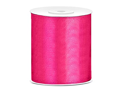 Satinband Polyester Schleifenband Seidenband Geschenkband 6/12/25/38/50/100 mm x 25 m (Größe 100mm x 25m - Farbe Dunkelrosa) von Jaow