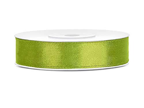Satinband Polyester Schleifenband Seidenband Geschenkband 6/12/25/38/50/100 mm x 25 m (Größe 12mm x 25m - Farbe Apfelgrün) von Jaow