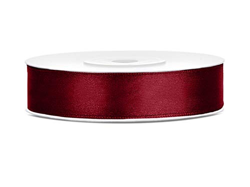 Satinband Polyester Schleifenband Seidenband Geschenkband 6/12/25/38/50/100 mm x 25 m (Größe 12mm x 25m - Farbe Bordeaux) von Jaow