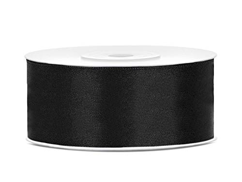 Satinband Polyester Schleifenband Seidenband Geschenkband 6/12/25/38/50/100 mm x 25 m (Größe 25mm x 25m - Farbe Schwarz) von Jaow