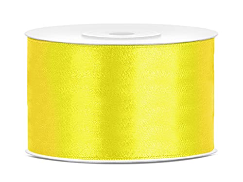 Satinband Polyester Schleifenband Seidenband Geschenkband 6/12/25/38/50/100 mm x 25 m (Größe 38mm x 25m - Farbe Gelb) von Jaow