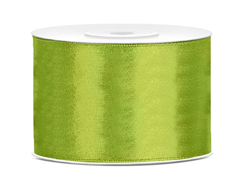 Satinband Polyester Schleifenband Seidenband Geschenkband 6/12/25/38/50/100 mm x 25 m (Größe 50mm x 25m - Farbe Apfelgrün) von Jaow