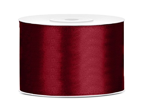 Satinband Polyester Schleifenband Seidenband Geschenkband 6/12/25/38/50/100 mm x 25 m (Größe 50mm x 25m - Farbe Bordeaux) von Jaow