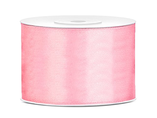 Satinband Polyester Schleifenband Seidenband Geschenkband 6/12/25/38/50/100 mm x 25 m (Größe 50mm x 25m - Farbe Hellrosa) von Jaow