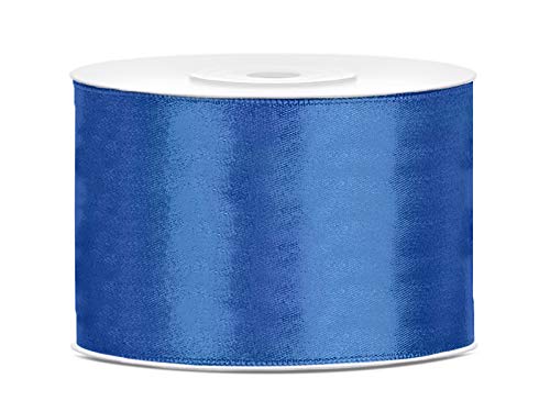 Satinband Polyester Schleifenband Seidenband Geschenkband 6/12/25/38/50/100 mm x 25 m (Größe 50mm x 25m - Farbe Königsblau) von Jaow