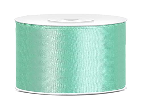 Satinband Polyester Schleifenband Seidenband Geschenkband 6/12/25/38/50/100 mm x 25 m (Größe 50mm x 25m - Farbe Grün Minze) von Jaow